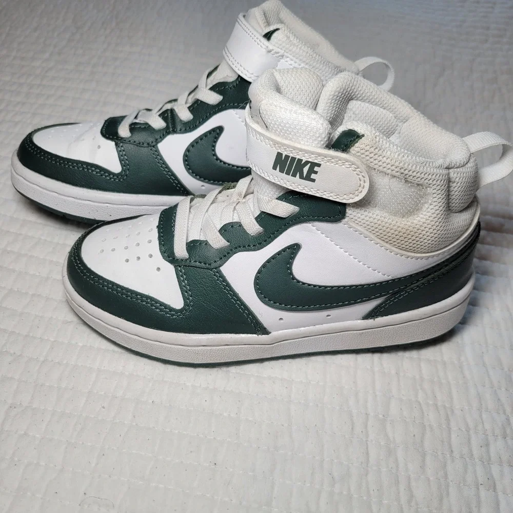 Nike Court Borough Mid 2 Kids Shoes‎ White Pro Green CD7783-119 Size 12C NWOT